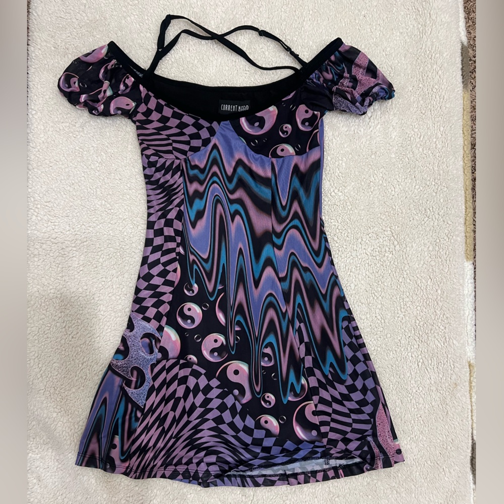 Current Mood Trippy Patchwork Mini Dress